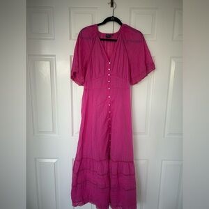 GAP Fuchsia Midi Dress with Buttons